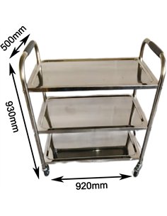 Commercial 3 tier Stainless Steel Serving/Service/Clearing Trolley 920x500x930mm | Stalwart DA-QNH402 2