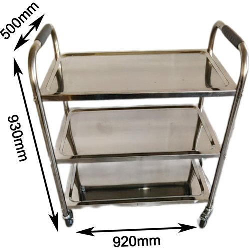 Commercial 3 tier Stainless Steel Serving/Service/Clearing Trolley 920x500x930mm | Stalwart DA-QNH402