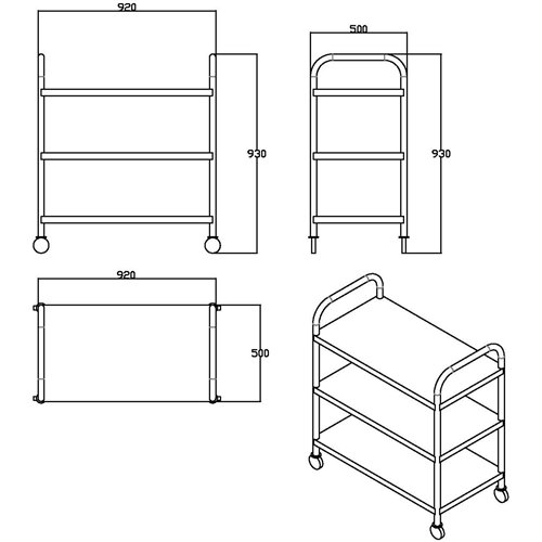 Commercial 3 tier Stainless Steel Serving/Service/Clearing Trolley 920x500x930mm | Stalwart DA-QNH402
