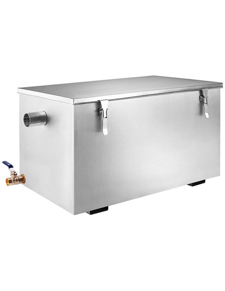 Commercial Stainless Steel Grease Trap with Lid and Outlet Valve 300x250x250mm | Stalwart DA-QNH504