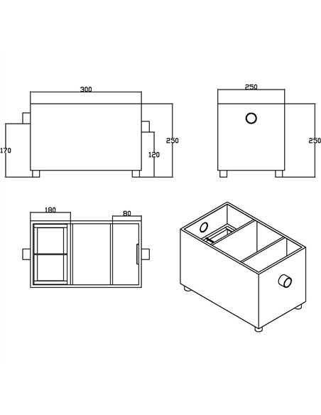 Commercial Stainless Steel Grease Trap with Lid and Outlet Valve 300x250x250mm | Stalwart DA-QNH504