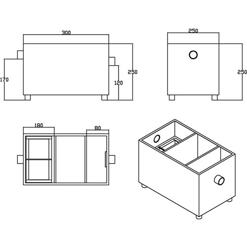 Commercial Stainless Steel Grease Trap with Lid and Outlet Valve 350x250x250mm | Stalwart DA-QNH508