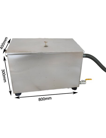 Commercial Stainless Steel Grease Trap with Lid and Outlet Valve 800x400x300mm | Stalwart DA-QNH518