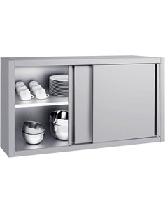 Commercial Stainless Steel Wall Cabinet with Sliding Doors and Inner Shelf 1000x400x650mm | Stalwart DA-QNH902 2