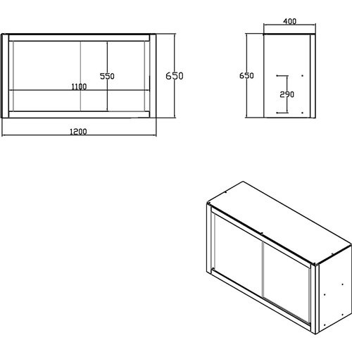Commercial Stainless Steel Wall Cabinet with Sliding Doors and Inner Shelf 1200x400x650mm | Stalwart DA-QNH904