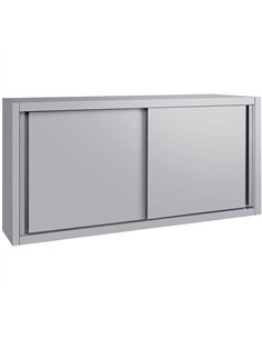 Commercial Stainless Steel Wall Cabinet with Sliding Doors and Inner Shelf 1500x400x650mm | Stalwart DA-QNH906