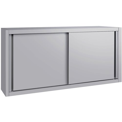 Commercial Stainless Steel Wall Cabinet with Sliding Doors and Inner Shelf 1500x400x650mm | Stalwart DA-QNH906