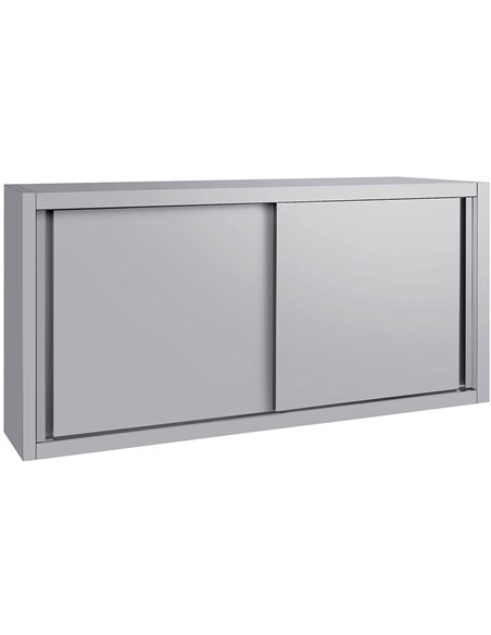 Commercial Stainless Steel Wall Cabinet with Sliding Doors and Inner Shelf 1500x400x650mm | Stalwart DA-QNH906