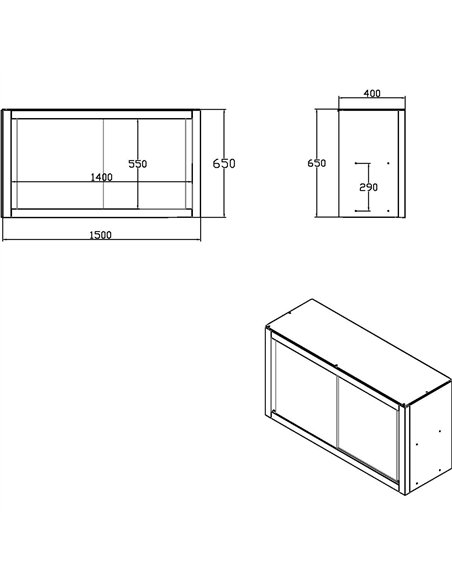 Commercial Stainless Steel Wall Cabinet with Sliding Doors and Inner Shelf 1500x400x650mm | Stalwart DA-QNH906