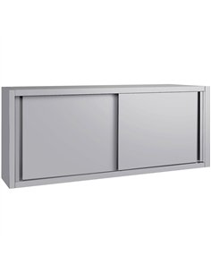 Commercial Stainless Steel Wall Cabinet with Sliding Doors and Inner Shelf 1800x400x650mm | Stalwart DA-QNH908