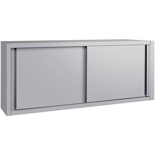 Commercial Stainless Steel Wall Cabinet with Sliding Doors and Inner Shelf 1800x400x650mm | Stalwart DA-QNH908