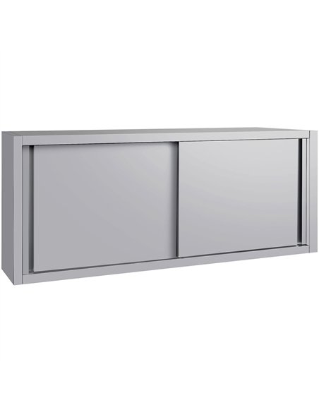 Commercial Stainless Steel Wall Cabinet with Sliding Doors and Inner Shelf 1800x400x650mm | Stalwart DA-QNH908