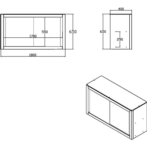 Commercial Stainless Steel Wall Cabinet with Sliding Doors and Inner Shelf 1800x400x650mm | Stalwart DA-QNH908