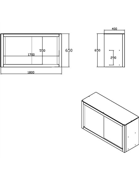 Commercial Stainless Steel Wall Cabinet with Sliding Doors and Inner Shelf 1800x400x650mm | Stalwart DA-QNH908