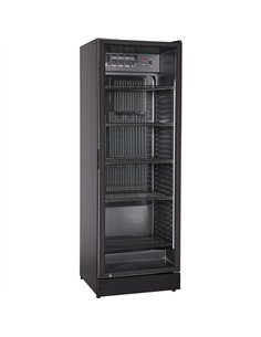 Commercial Upright Beverage Bottle Cooler 360 Litres Single Hinged Glass Door Black 600x620x1800mm | Stalwart DA-SSH48