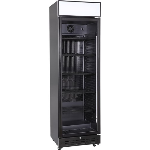 Commercial Upright Beverage Bottle Cooler 360 Litres Single Hinged Glass Door Black 600x620x2005mm | Stalwart DA-SSH52