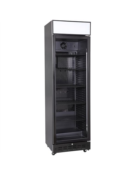 Commercial Upright Beverage Bottle Cooler 360 Litres Single Hinged Glass Door Black 600x620x2005mm | Stalwart DA-SSH52