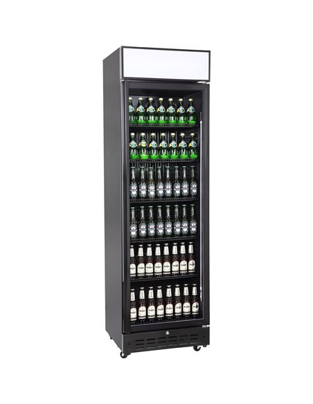 Commercial Upright Beverage Bottle Cooler 360 Litres Single Hinged Glass Door Black 600x620x2005mm | Stalwart DA-SSH52