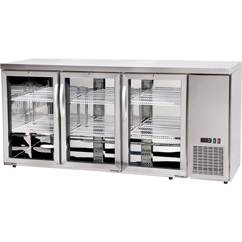 Back Bar Cooler Triple Glass Door 493 Litres Stainless Steel 1826x631x895 | Stalwart DA-SSH58