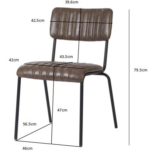 Modern Bistro Dining Chair Dining Chair with PU Leather Seat Light Brown 460x565x795mm | Stalwart DA-TGS008