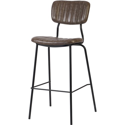 Modern High Bar Stool with PU Leather Seat Grey 460x540x1140mm | Stalwart DA-TGS102