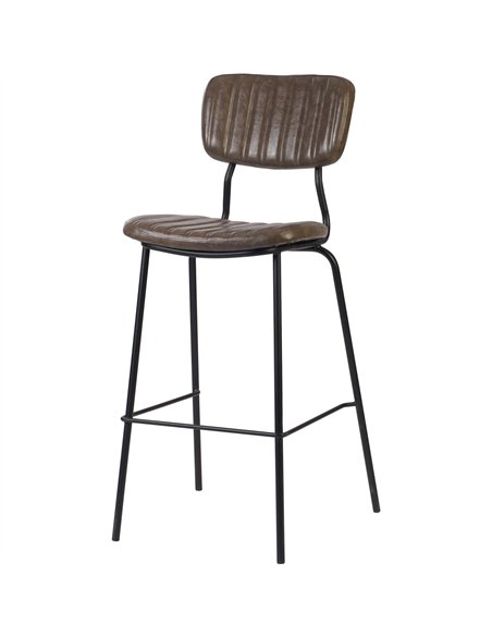 Modern High Bar Stool with PU Leather Seat Grey 460x540x1140mm | Stalwart DA-TGS102