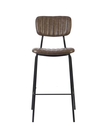 Modern High Bar Stool with PU Leather Seat Grey 460x540x1140mm | Stalwart DA-TGS102