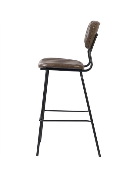 Modern High Bar Stool with PU Leather Seat Grey 460x540x1140mm | Stalwart DA-TGS102