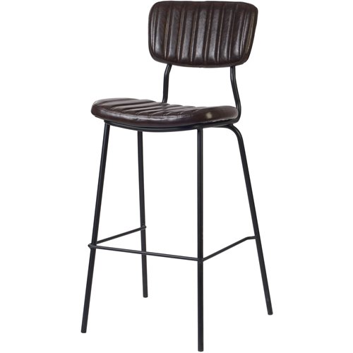 Modern High Bar Stool with PU Leather Seat Dark Brown 460x540x1140mm | Stalwart DA-TGS106