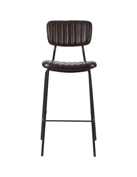 Modern High Bar Stool with PU Leather Seat Dark Brown 460x540x1140mm | Stalwart DA-TGS106