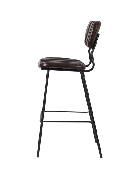 Modern High Bar Stool with PU Leather Seat Dark Brown 460x540x1140mm | Stalwart DA-TGS106