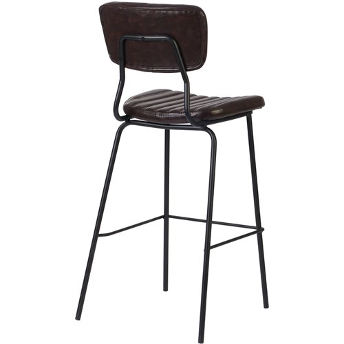 Modern High Bar Stool with PU Leather Seat Dark Brown 460x540x1140mm | Stalwart DA-TGS106