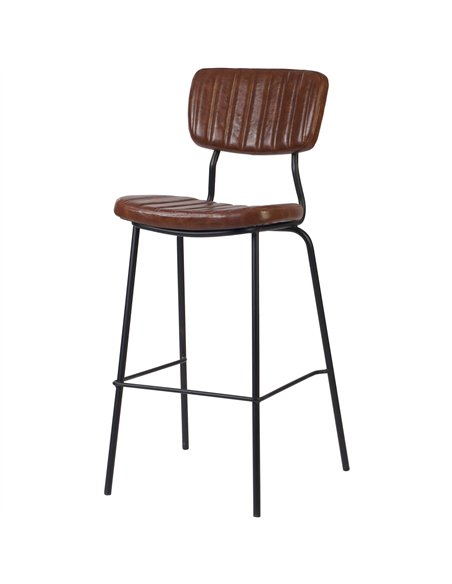 Modern High Bar Stool with PU Leather Seat Light Brown 460x540x1140mm | Stalwart DA-TGS108