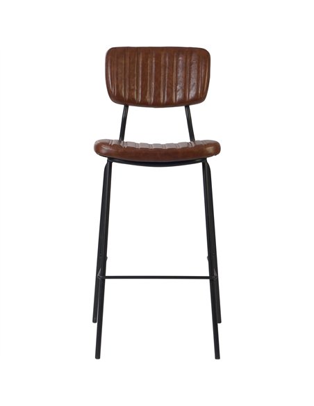 Modern High Bar Stool with PU Leather Seat Light Brown 460x540x1140mm | Stalwart DA-TGS108