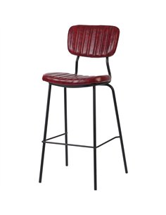 Modern High Bar Stool with PU Leather Seat Red 460x540x1140mm | Stalwart DA-TGS110