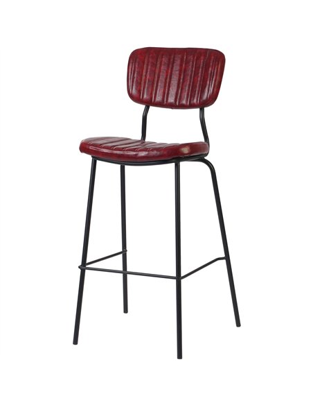 Modern High Bar Stool with PU Leather Seat Red 460x540x1140mm | Stalwart DA-TGS110