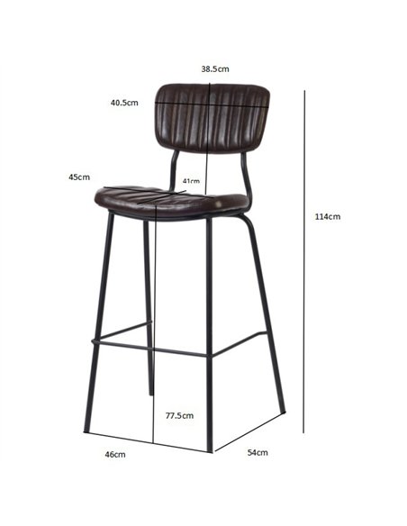 Modern High Bar Stool with PU Leather Seat Red 460x540x1140mm | Stalwart DA-TGS110