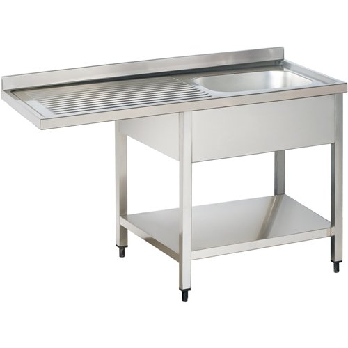 Commercial Sink for Dishwashers 1 Bowl Right Bottom Shelf Splashback 1200x600x950mm | Stalwart DA-YLS126SBR1