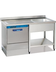 Commercial Sink for Dishwashers 1 Bowl Right Bottom Shelf Splashback 1400x600x950mm | Stalwart DA-YLS146SBR1 2