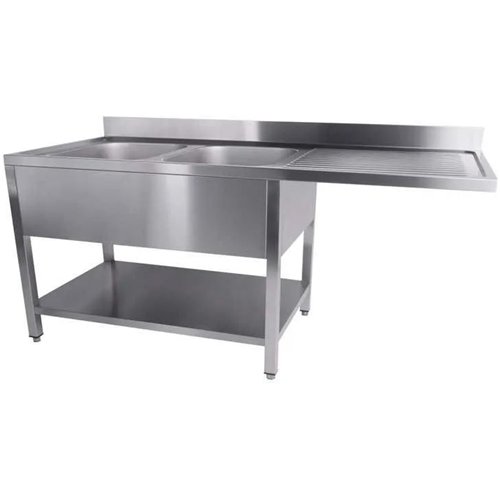 Commercial Sink for Dishwashers 2 Bowls Left Bottom Shelf Splashback 1600x600x950mm | Stalwart DA-YLS166SBL2