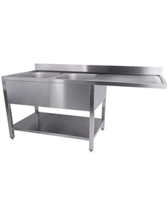 Commercial Sink for Dishwashers 2 Bowls Left Bottom Shelf Splashback 1800x600x950mm | Stalwart DA-YLS186SBL2