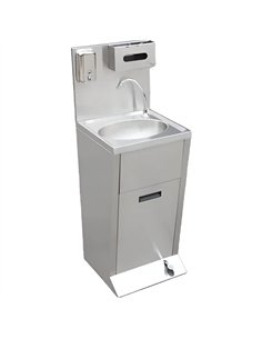 Stainless Steel Foot Operated Hand Wash Sink with Dispenser Panel 430x400x1250mm | Stalwart DA-YLS46H