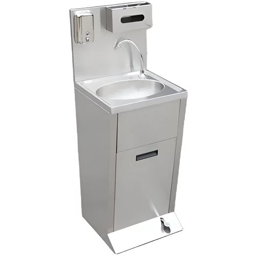 Stainless Steel Foot Operated Hand Wash Sink with Dispenser Panel 430x400x1250mm | Stalwart DA-YLS46H