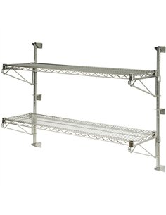 Wall-Mounted Wire Shelf 2 Tier 200kg Capacity Chrome Finish 900x450x600mm | Stalwart DA-WR904580A2C