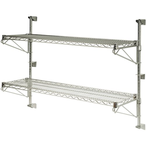 Wall-Mounted Wire Shelf 2 Tier 200kg Capacity Chrome Finish 900x450x600mm | Stalwart DA-WR904580A2C