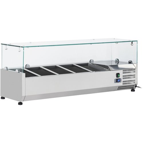 Refrigerated Servery Prep Top 1200mm 4xGN1/3 Depth 380mm Glass Top | Stalwart DA-VRX1200/380