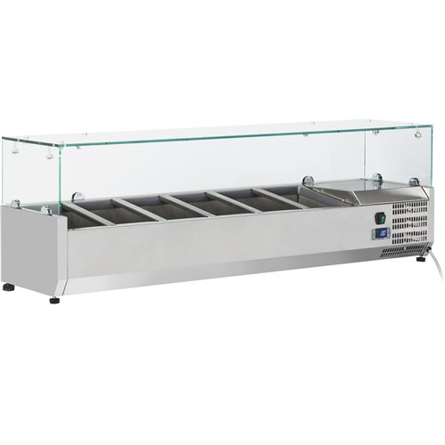 Refrigerated Servery Prep Top 1400mm 6xGN1/3 Depth 380mm Glass Top | Stalwart DA-VRX1400/380