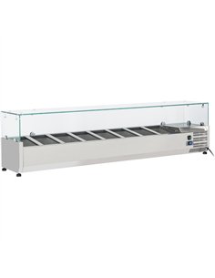 Refrigerated Servery Prep Top 1800mm 8xGN1/3 Depth 380mm Glass Top | Stalwart DA-VRX1500/380