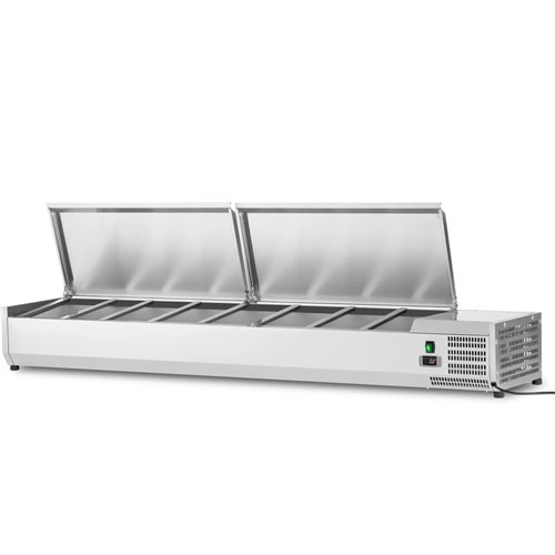 Refrigerated Servery Prep Top 1800mm 8xGN1/3 Depth 380mm Stainless Steel Lid | Stalwart DA-VRX1800/380SS