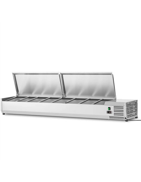 Refrigerated Servery Prep Top 1800mm 8xGN1/3 Depth 380mm Stainless Steel Lid | Stalwart DA-VRX1800/380SS